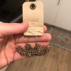 NWT Anthropologie multi colored beaded hoops